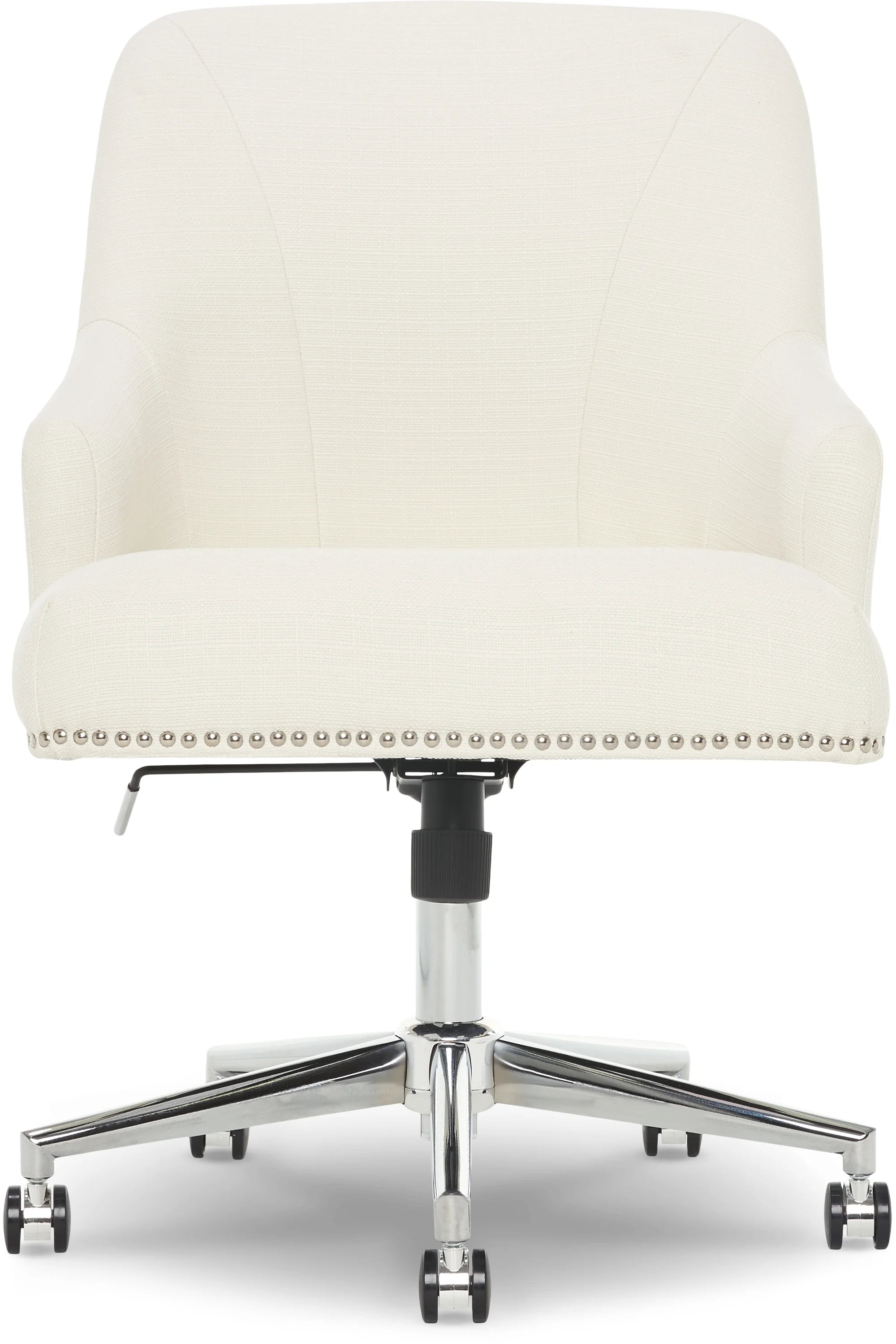 Serta Leighton Home Office Desk Chair Chrome Nailheads Twill Fabric Lilac Purple