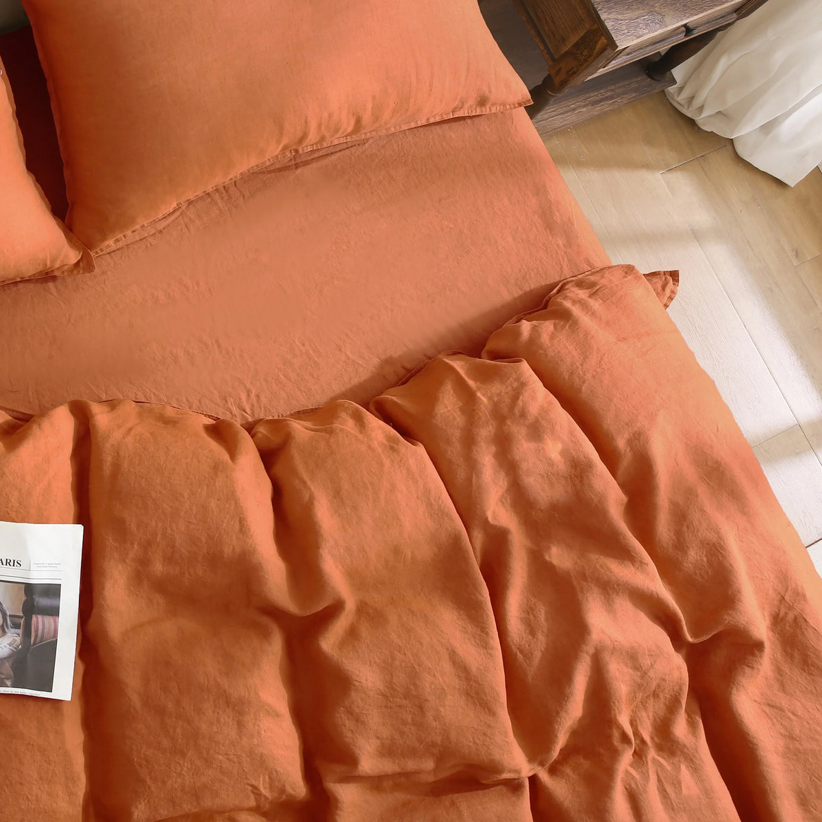 100% Pure Linen Duvet Cover with Button Closure and Corner Ties Soft & Breathable - Natural Full/Queen