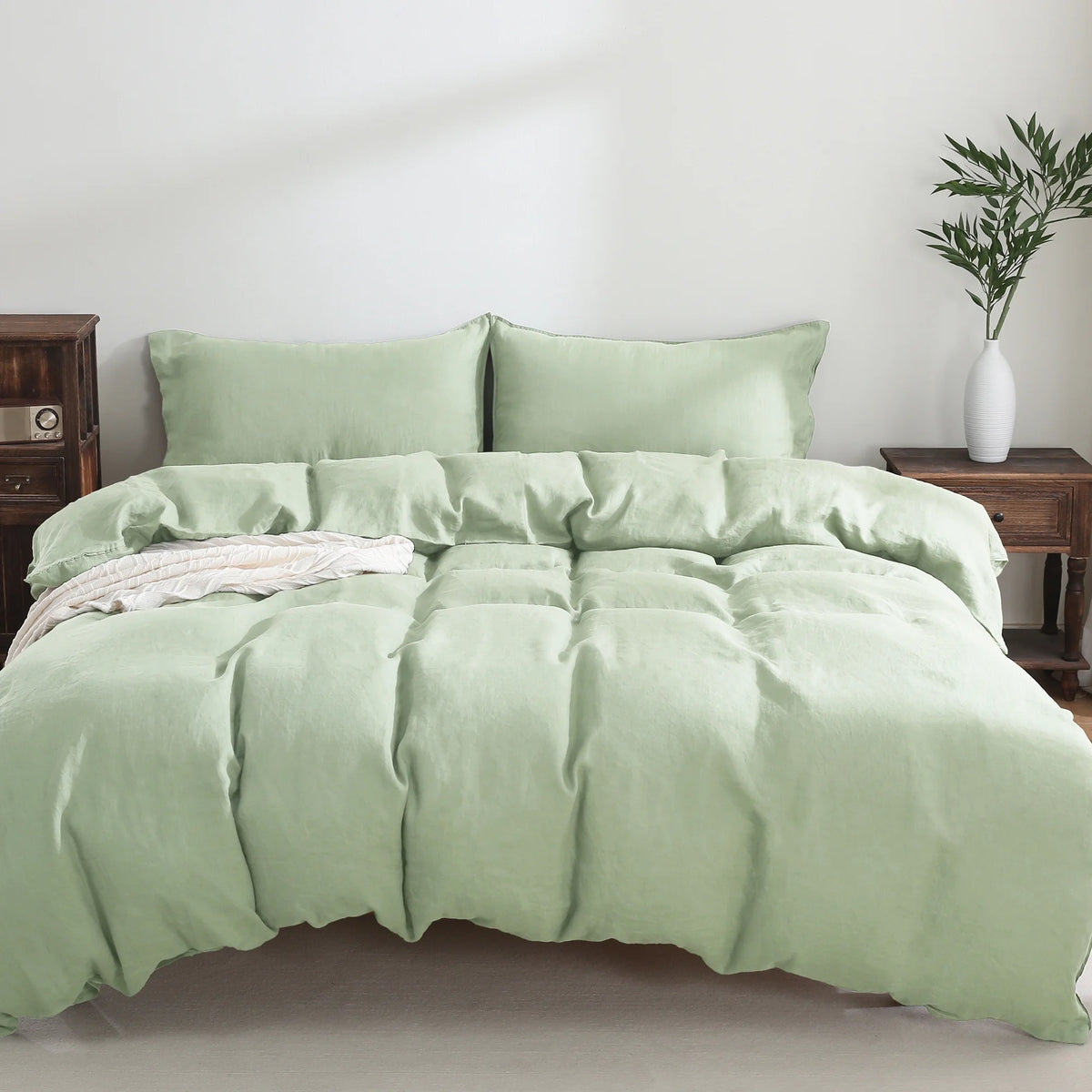 100% Pure Linen Duvet Cover with Button Closure and Corner Ties Soft & Breathable - Natural Full/Queen