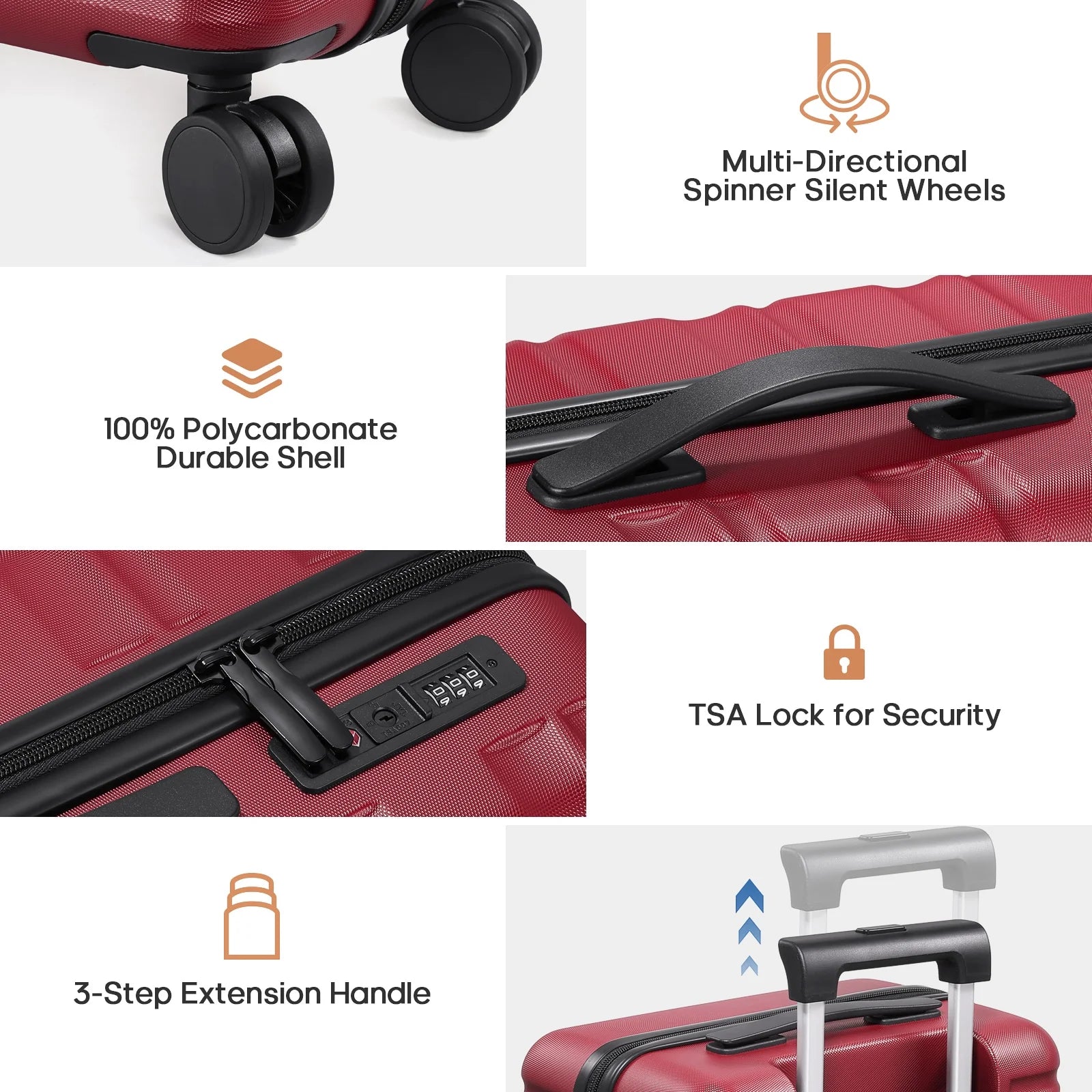MIUSSE Luggage Sets 3 Piece, 20 in Carry on Luggage with Wheels, 100% PC Hardshell Suitcase with TSA Lock, Carry on Suitcases Airline Approved with Travel Backpack for Men Women