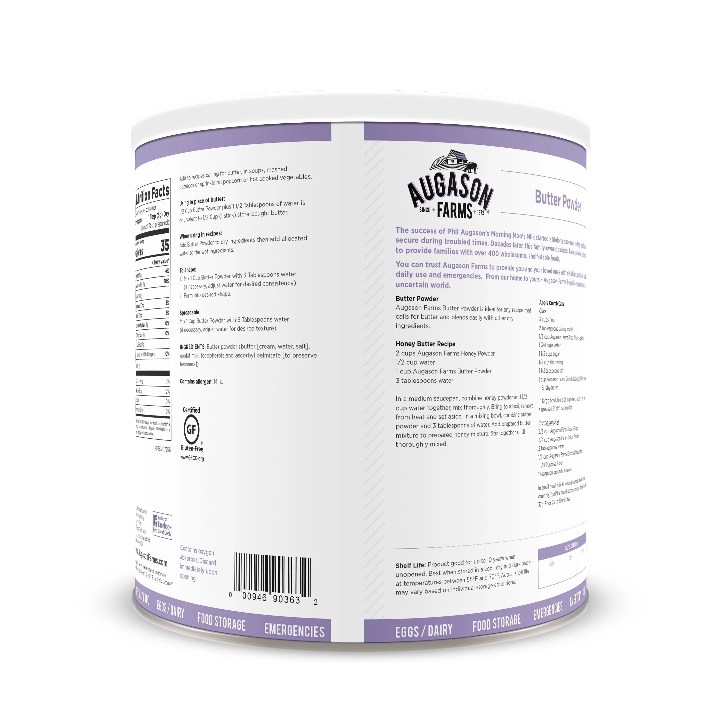 Augason Farms Butter Powder 2 lb 4 oz No. 10 Can
