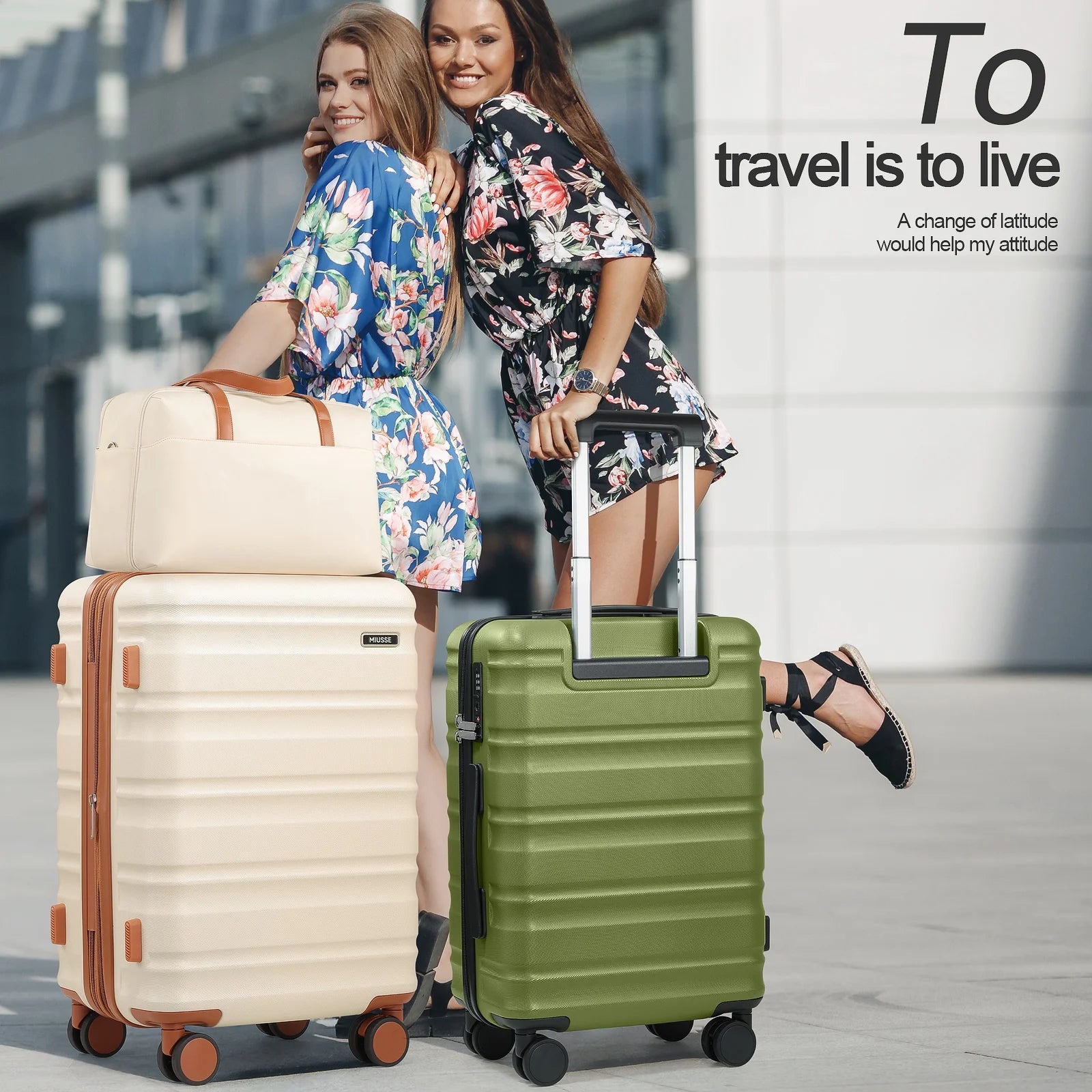 MIUSSE Luggage Sets 3 Piece, 20 in Carry on Luggage with Wheels, 100% PC Hardshell Suitcase with TSA Lock, Carry on Suitcases Airline Approved with Travel Backpack for Men Women