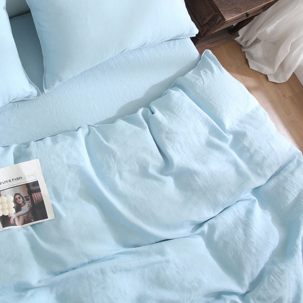 100% Pure Linen Duvet Cover with Button Closure and Corner Ties Soft & Breathable - Natural Full/Queen