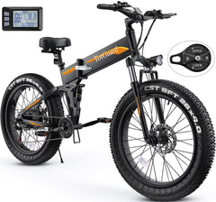 Totguard 26"x4" Electric Bike, Fat Tire 500W Ebike, Foldable Electric Bicycles E Bikes for Adults Electric 48V 10ah Battery, Dual Shock Absorber, Lockable Fork UL2849
