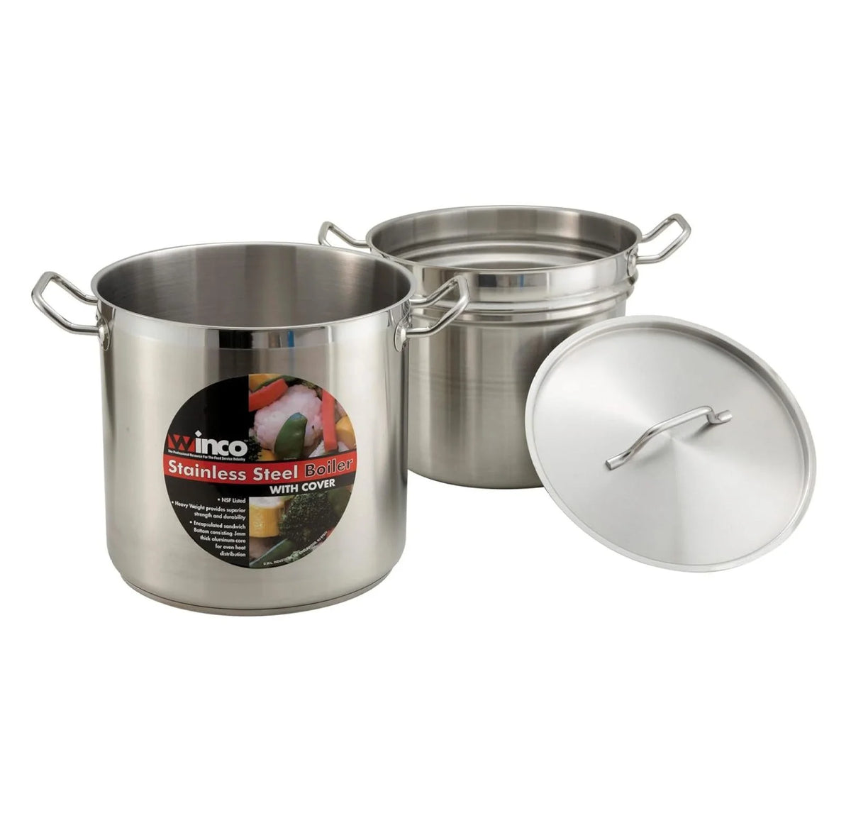 Winware Stainless Steel 8 Quart Double Boiler with Lid - Heavy Duty Encapsulated Bottom - Commercial Grade - Professional Cookware for Melting Chocolate, Sauces & More