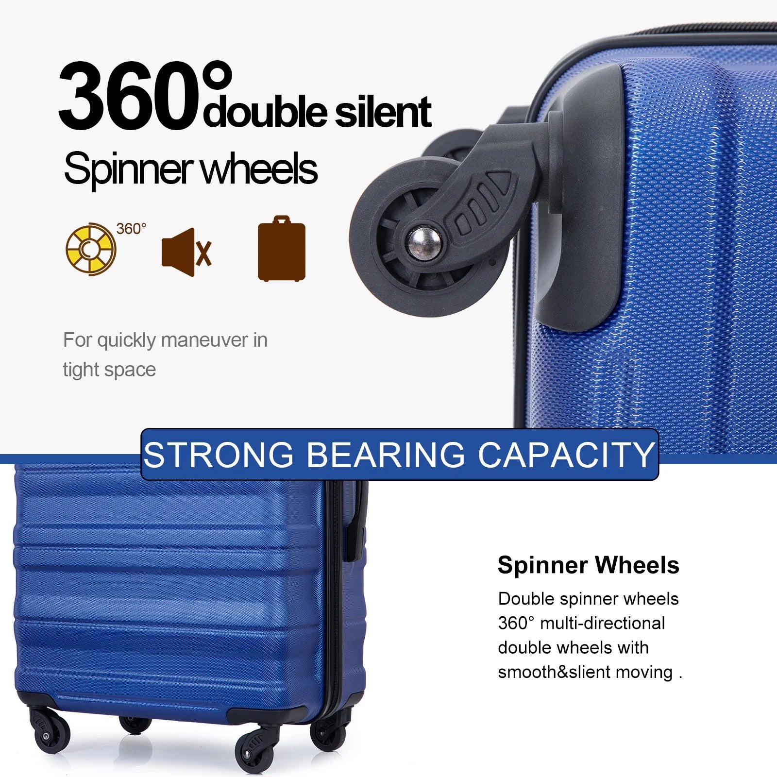 Tripcomp Hardside Luggage Set 3 - Piece Set (21/25/29) Lightweight Suitcase 4 - Wheeled Suitcase Set(Purple)