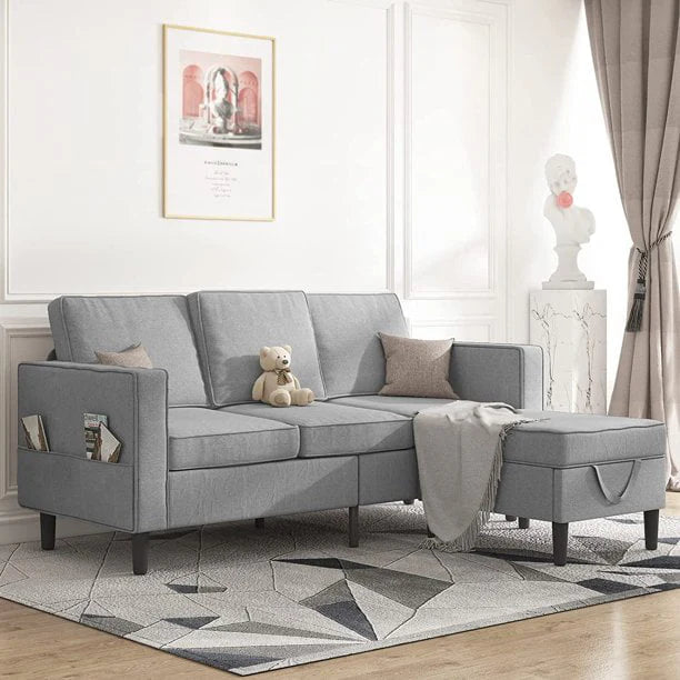 Mjkone Convertible Sectional Sofa Couch, L - Shaped Couch with Storage Ottoman, Couches for Living Room, Living Room Furniture Suitable for Small Space - Apartment/Upstairs Loft/Living Room (Dark Gray)