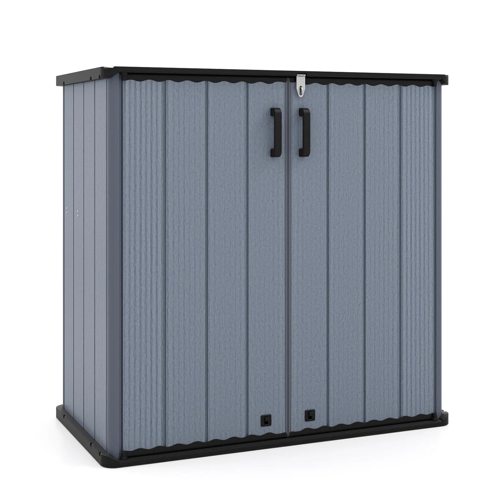Tangkula 175 Gallon All-Weather Outdoor Storage Box with Lockable Door & Removable Shelf
