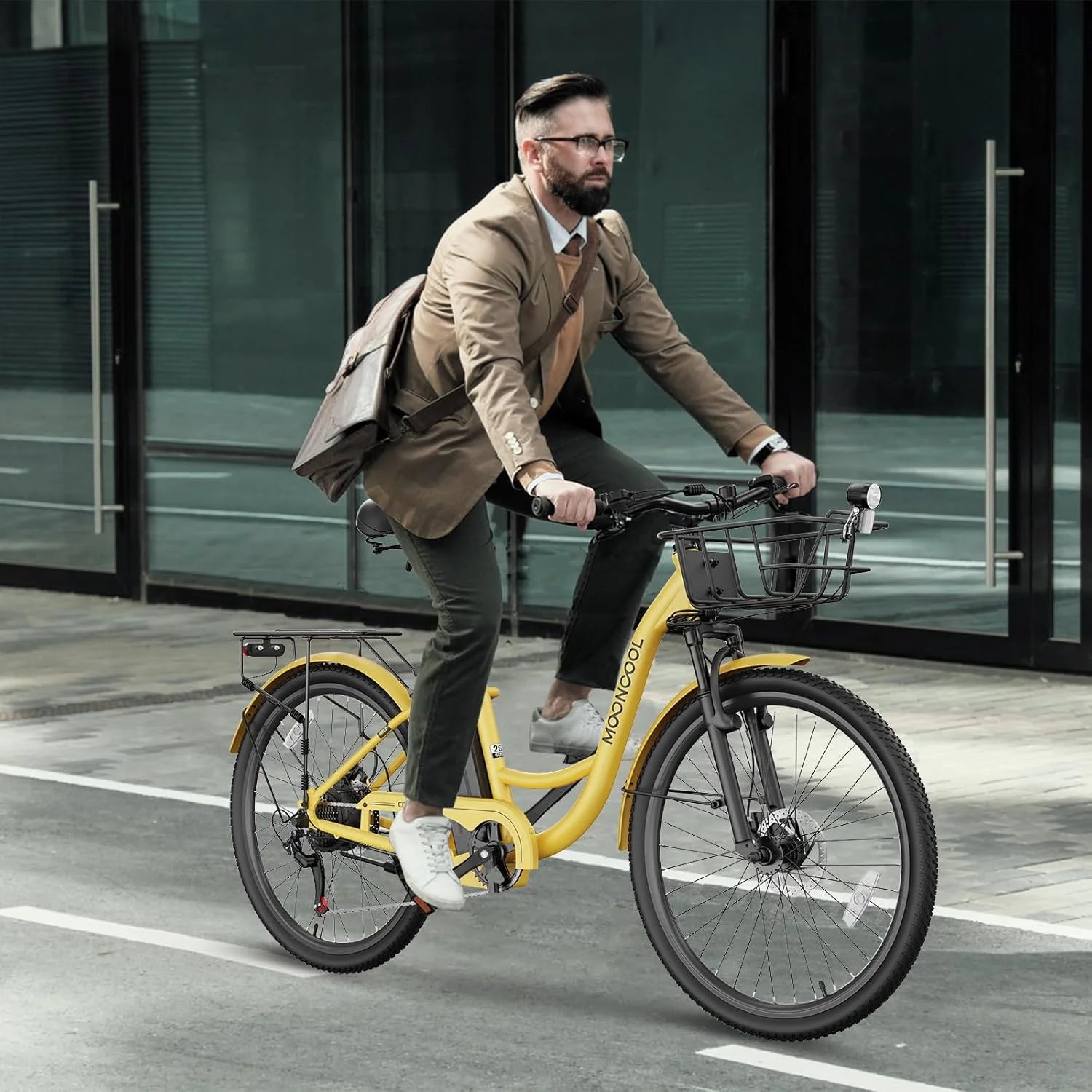 MOONCOOL Electric Bicycle for Adults 350W, 7 - Speed Ebike with 36V 10.4ah Removable Battery， 40 Miles Range, 20 Mph Electric Commuter Bike for Women Men, Certified to UL 2849 by SGS