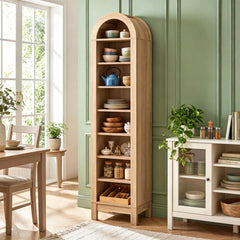 Tangkula 71" Tall Arched Bookcase for Living Room