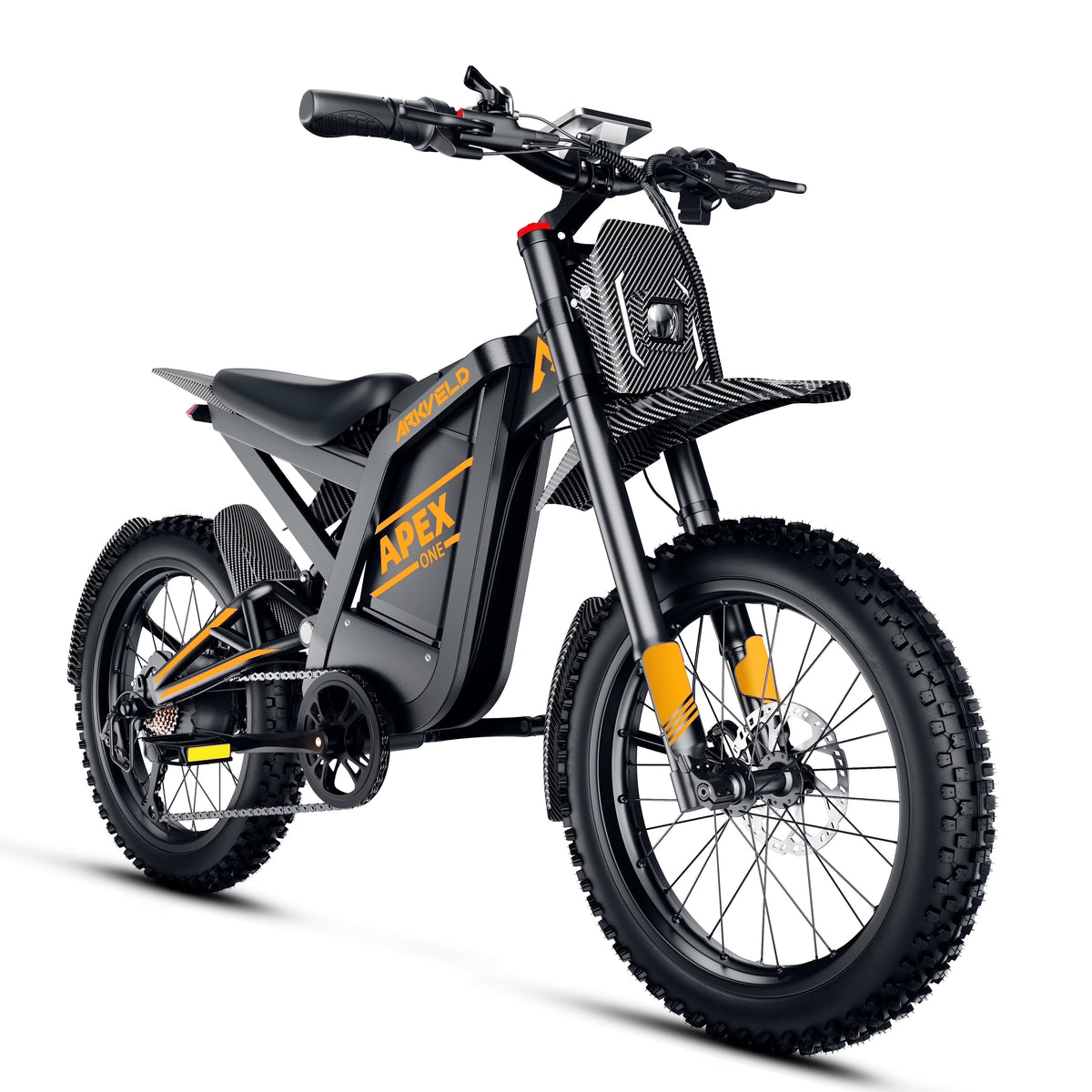 Arkveld Electric Bike for Adults, Peak - 3000W, Max 40MPH and 80miles Electric Motorcycle, 25" Fat Tire Dirt Bike, APEX1 7 - Speed E - Bike，white