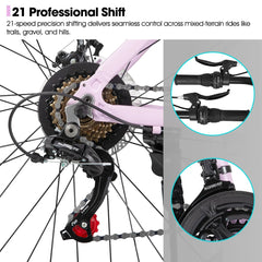 HILAND 26 in Mountain Bike, Mens and Womens Aluminum Frame MTB with 21 Speeds, Dis Brake, Hardtail Bicycle for Adults