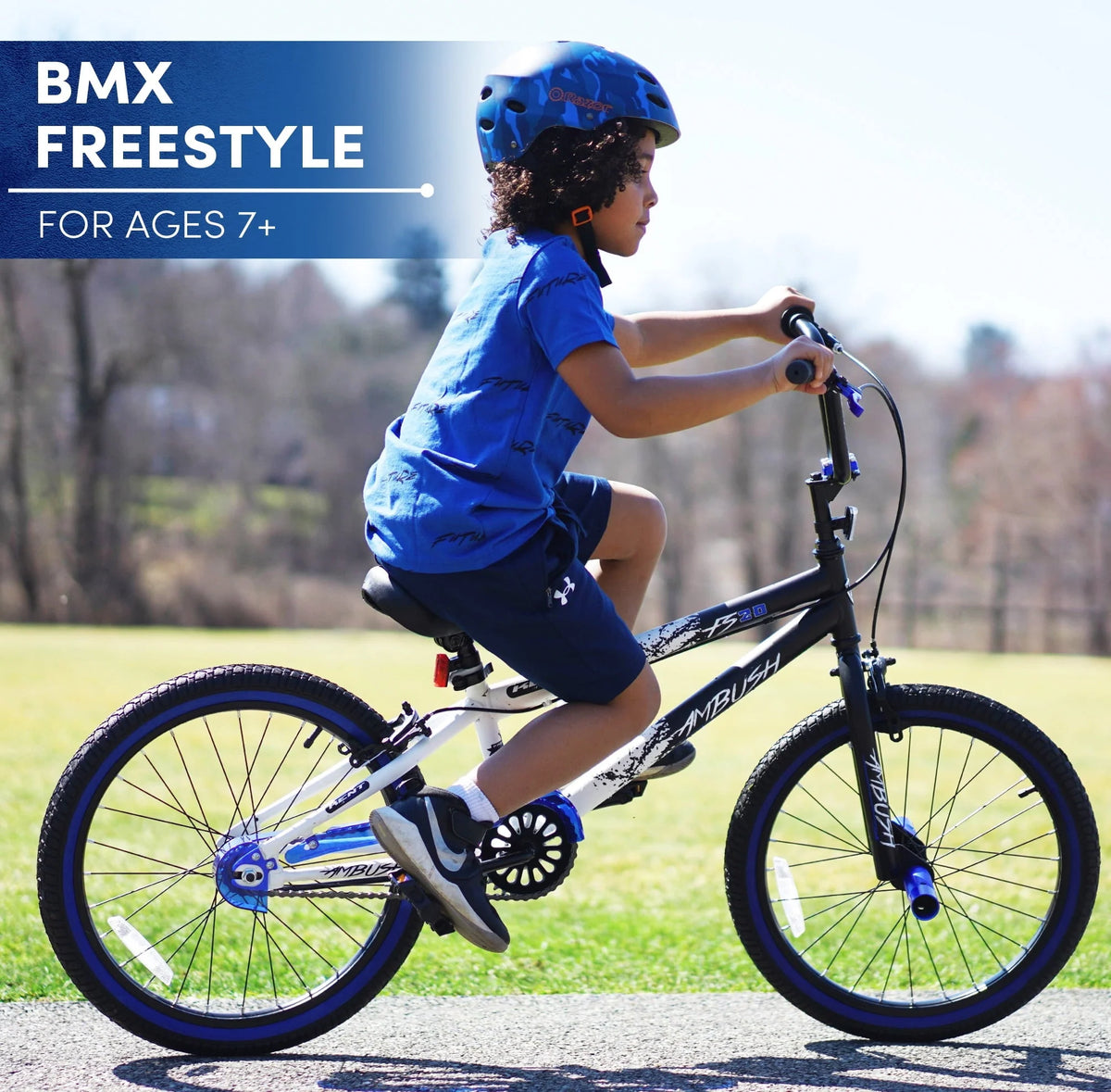 Kent Bicycles 20" Boy'S Ambush BMX Child Bike, Black/Blue