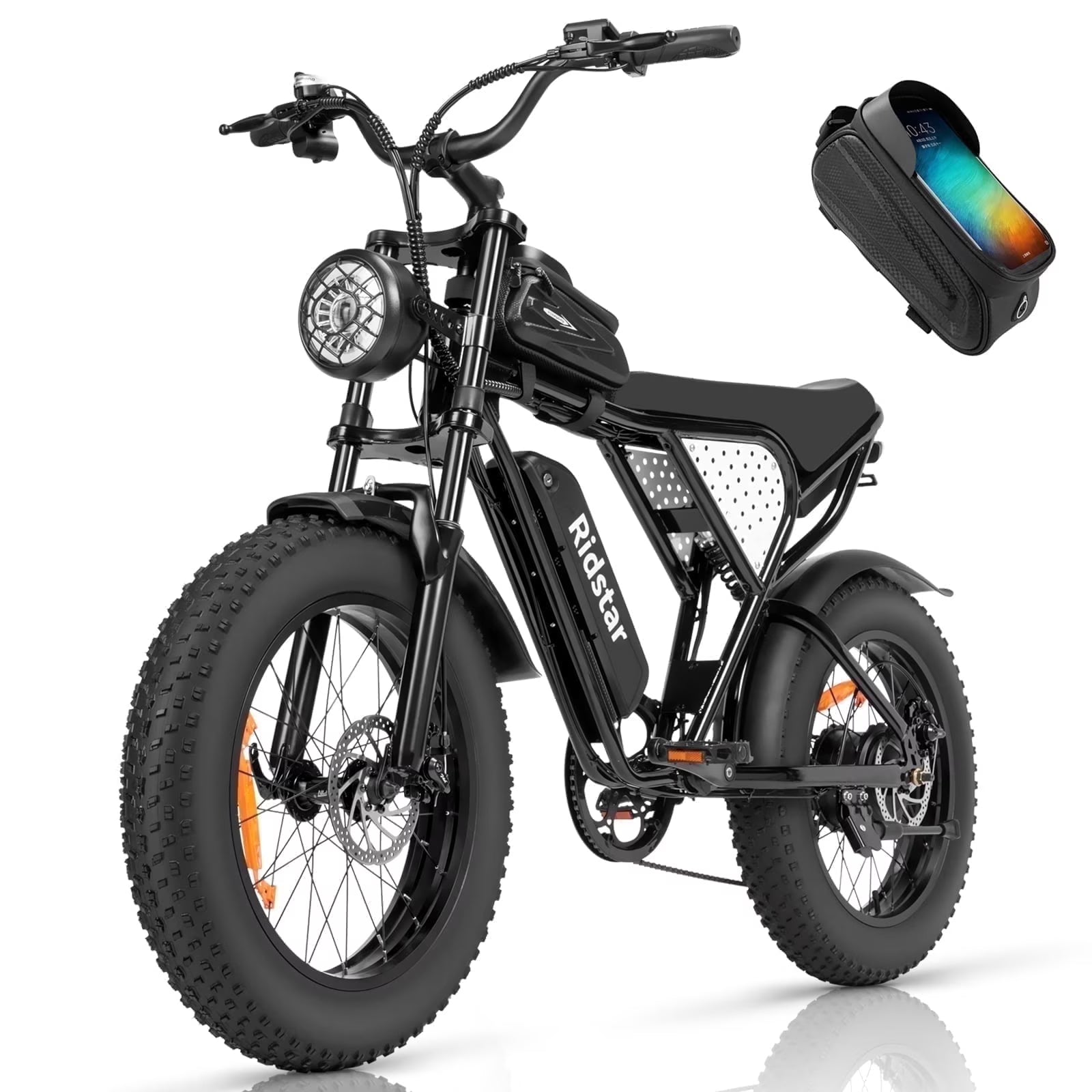 Ridstar 1500W Electric Bike for Adults, 33MPH 48V 20ah Electric Bicycle, 20" Fat Tire Full Suspension Mountain Bike UL2849