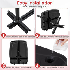 225 LBS Cantilever Patio Umbrella Base with Wheels and Crossed Base