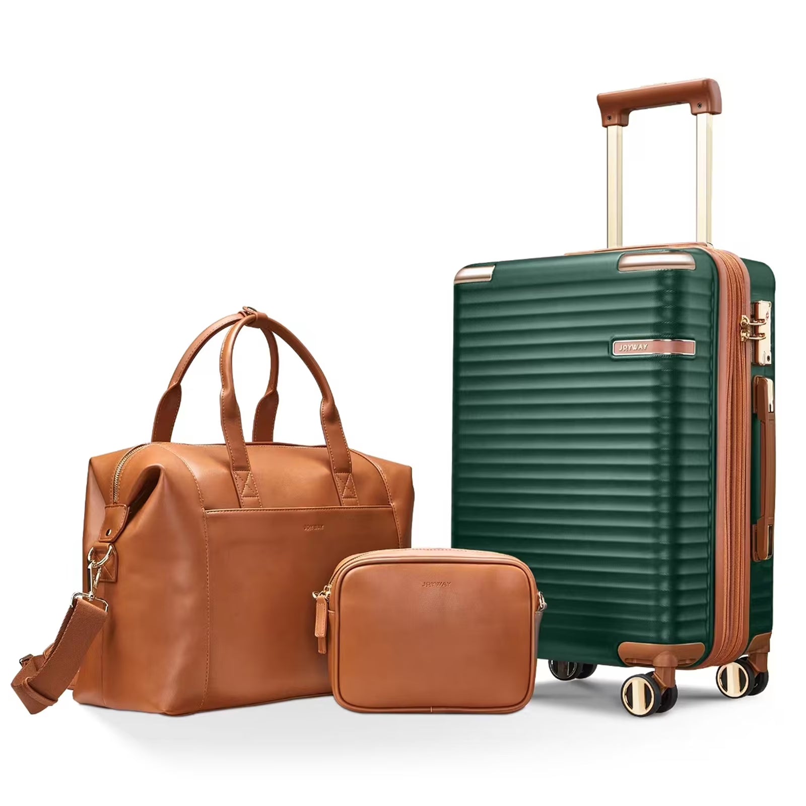 Joyway 3 - Piece Carry - on Luggage Set with Swivel TSA Lock and Leather Carry Bag