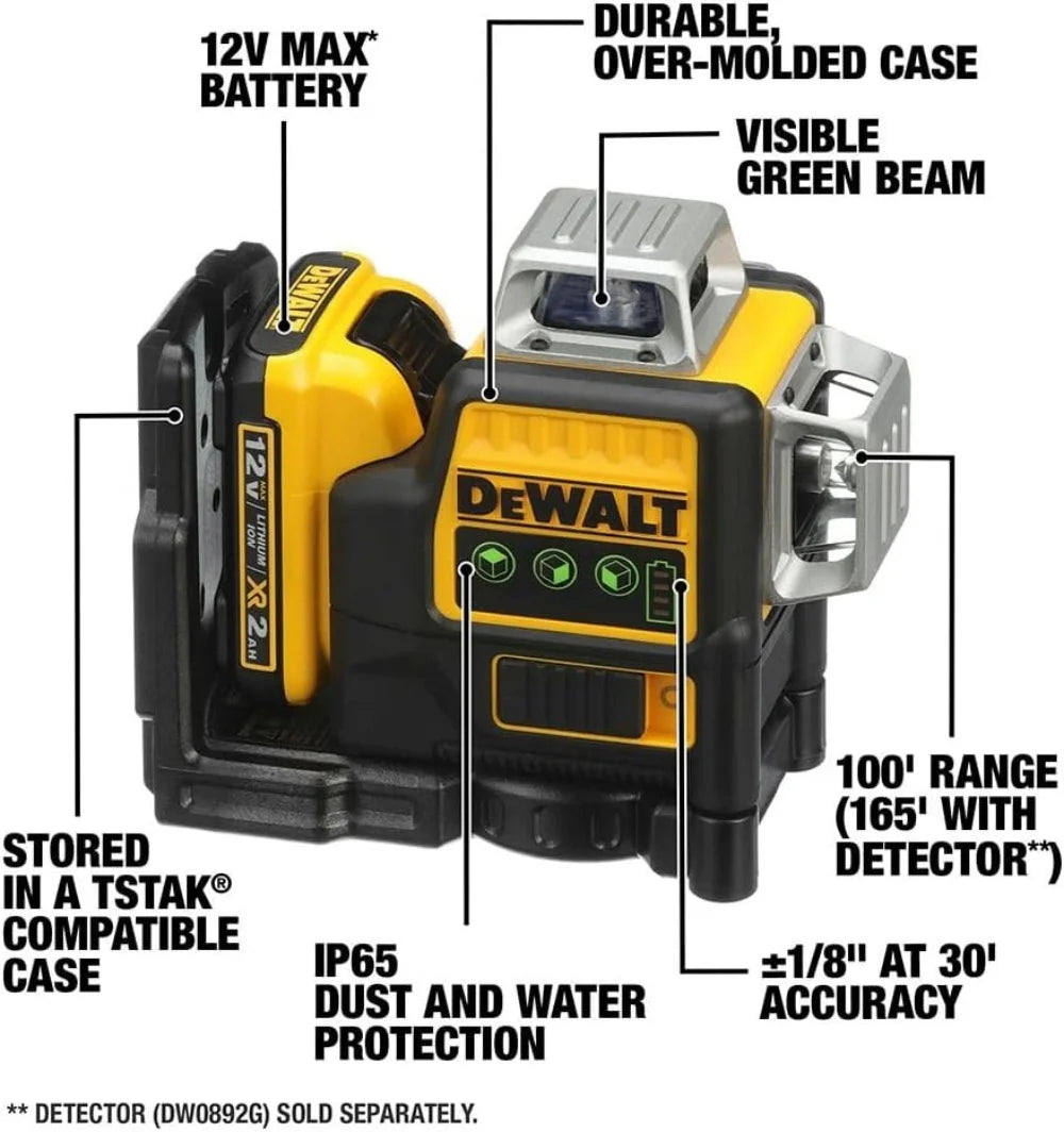 Dewalt? DW089LG 12V Max Laser Level, 3 - Way 360 Green Degrees Professional Architectural Laser, Rotary and Linear Laser Levels???for Laser for Home Renovation Layout or Architectural Design