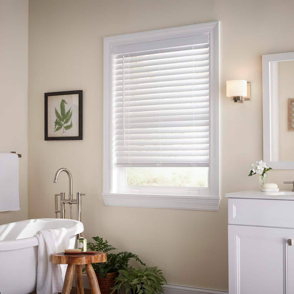 Home Decorators Collection White Cordless Room Darkening 2 in. Faux Wood Blind for Window - 17 in. W x 36 in. L