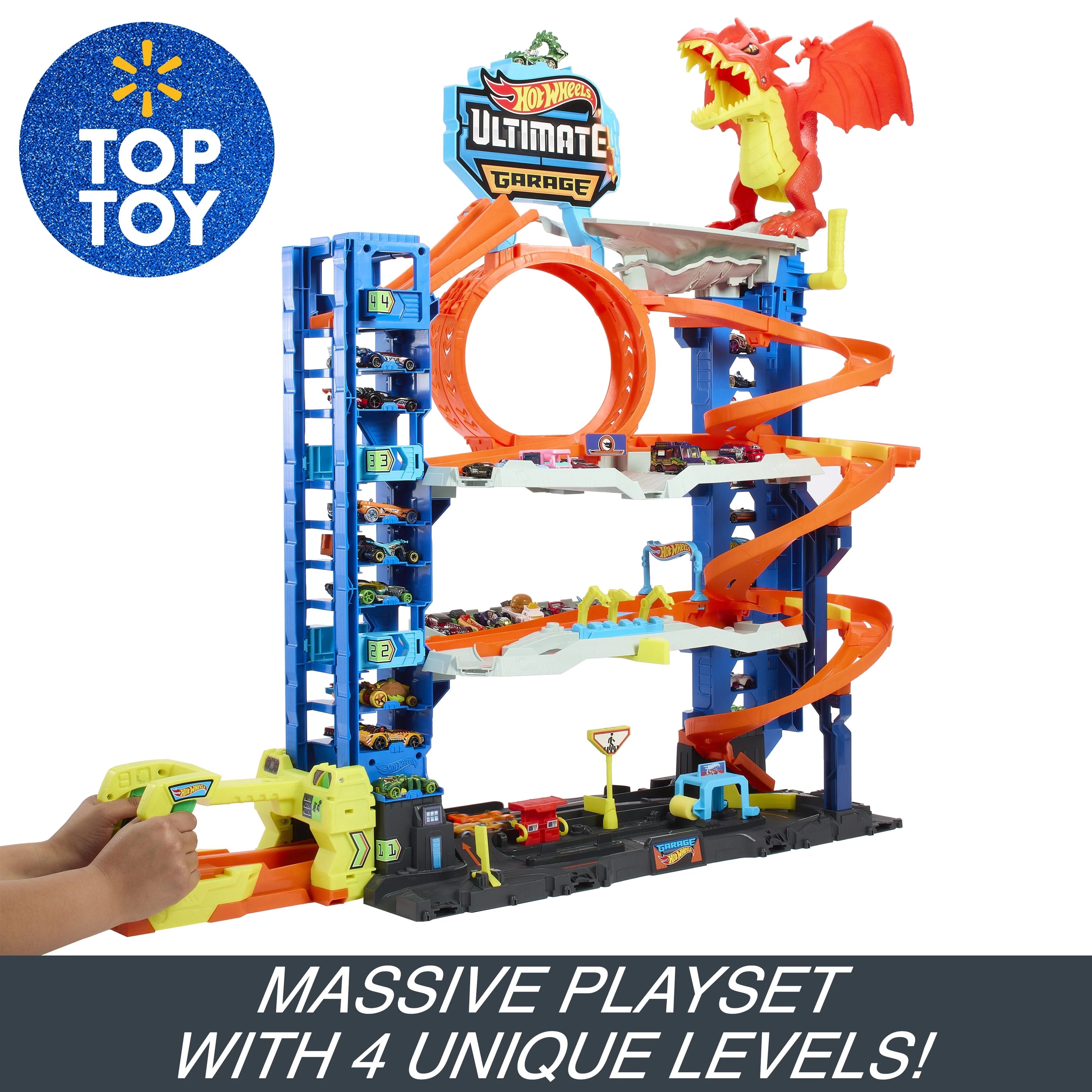 Hot Wheels City Ultimate Garage Playset with 2 Die - Cast Cars, Toy Storage for 50+ Cars