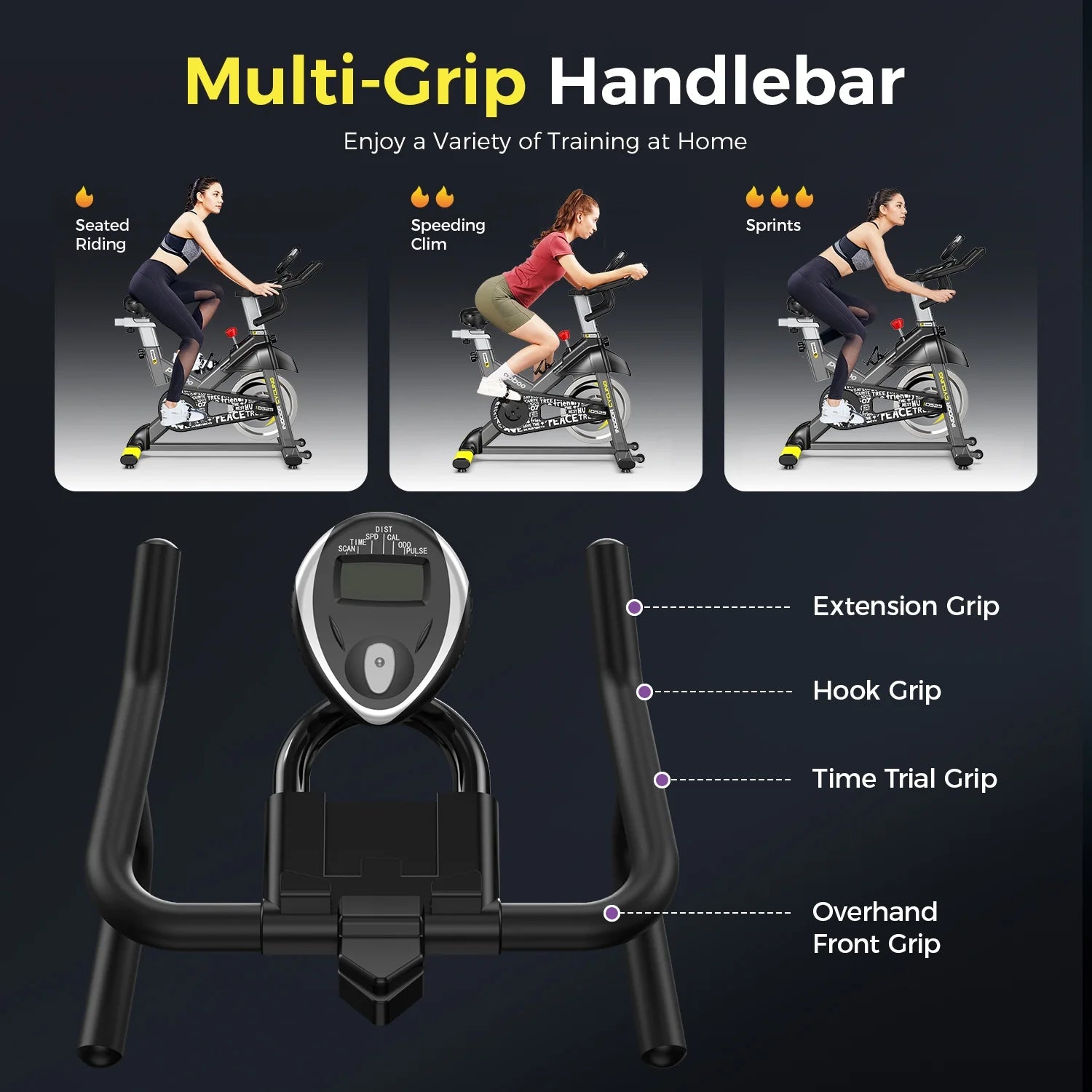 Pooboo Stationary Exercise Bike Indoor Cycling Bike Cycle Bicycle Adjustable Resistance for Home Office Cardio Workout Machine Max Weight 350 lb