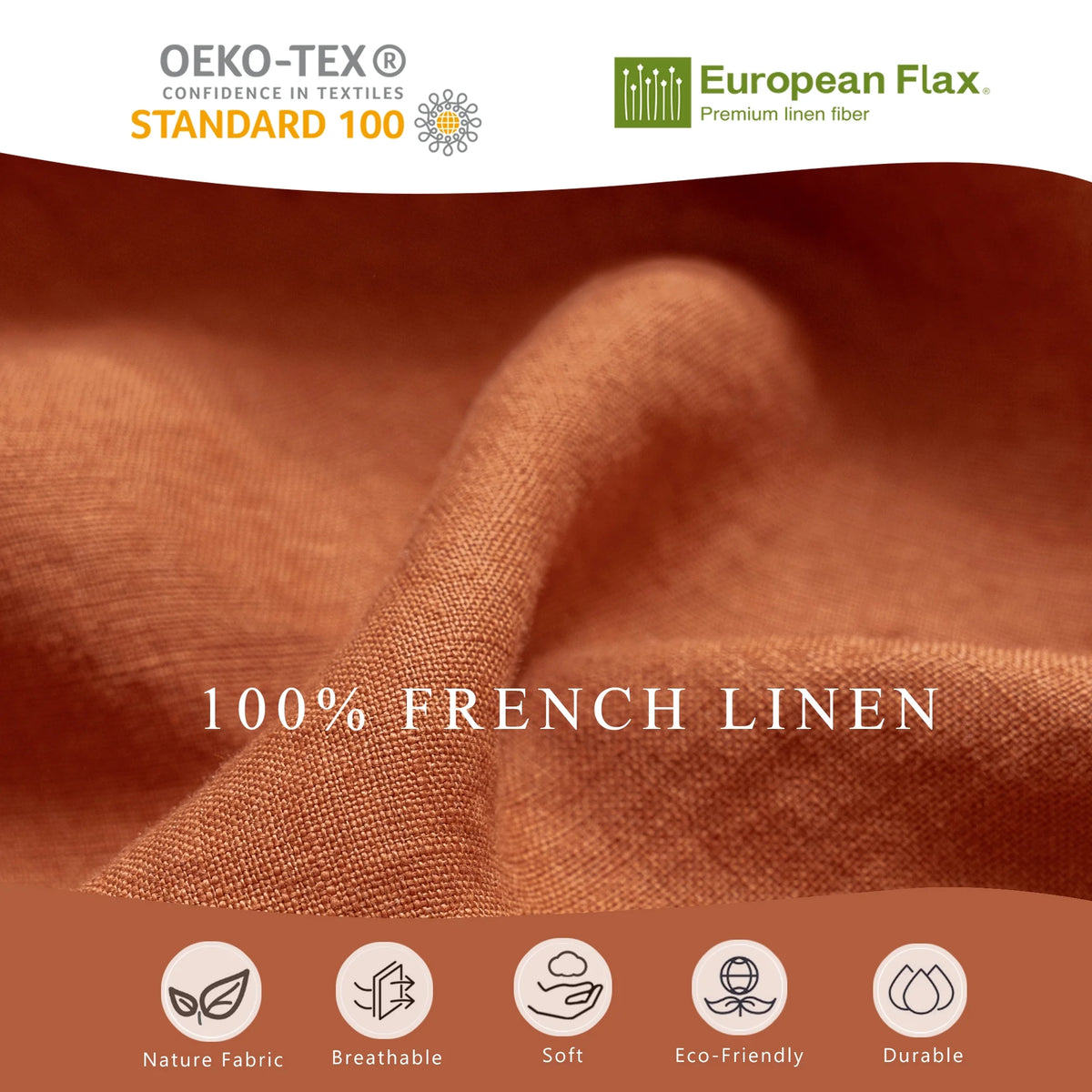 100% Pure Linen Duvet Cover with Button Closure and Corner Ties Soft & Breathable - Natural Full/Queen