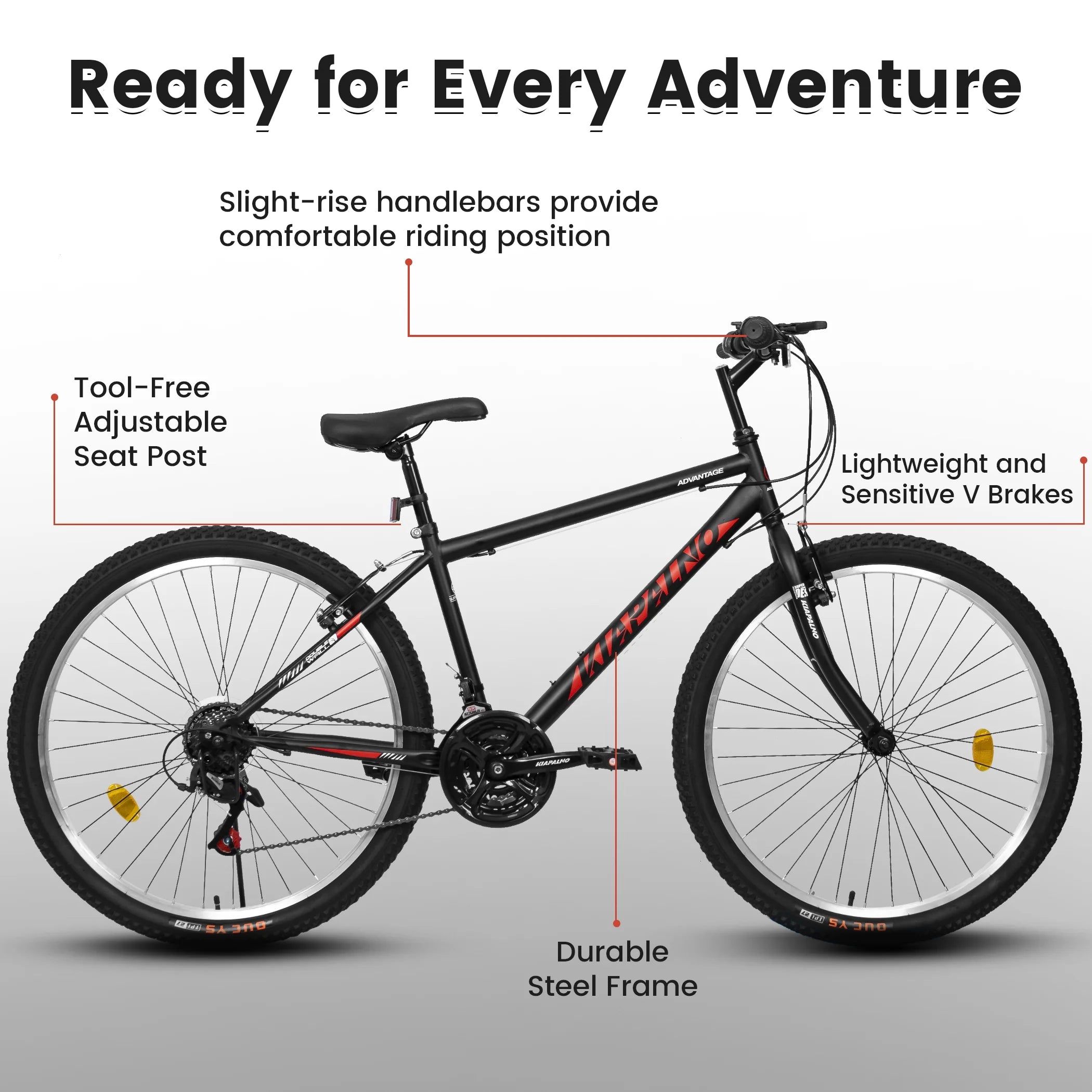Aukfa 26" Mountain Bike for Men and Women, 21 - Speed High - Performance All - Terrain Bicycle with Dual V - Brakes, Green