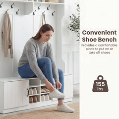 Tangkula Hall Tree with Bench and Shoe Storage