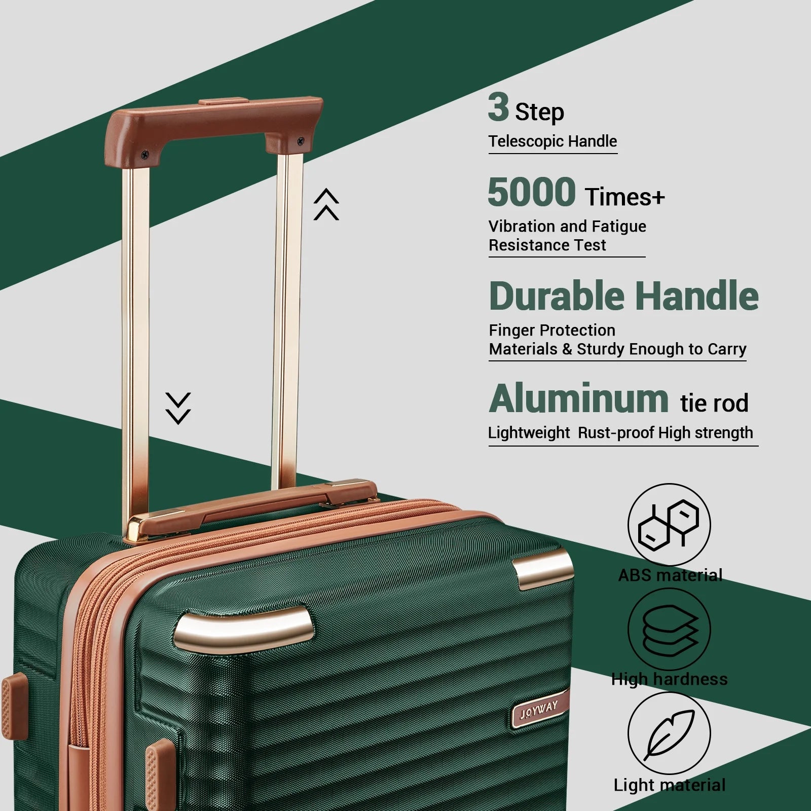 Joyway 3 - Piece Carry - on Luggage Set with Swivel TSA Lock and Leather Carry Bag