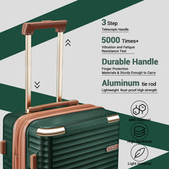 Joyway 3 - Piece Carry - on Luggage Set with Swivel TSA Lock and Leather Carry Bag