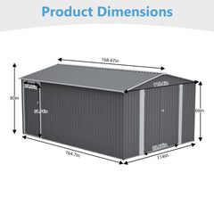 AECOJOY 10x14 FT Outdoor Metal Storage Shed, Large Garden Shed Tool Shed with 3 Lockable Doors & Side Door