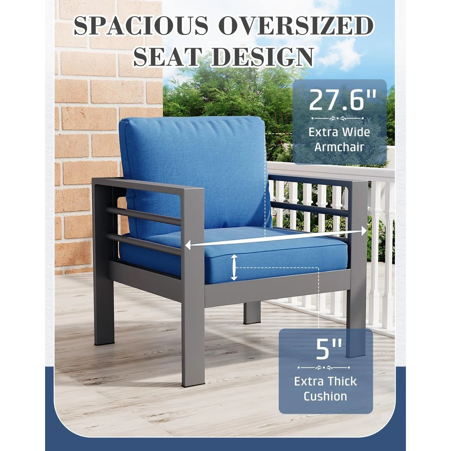 AECOJOY Aluminum Patio Furniture Set, 4 Pieces Outdoor Sectional Sofa Set, Blue