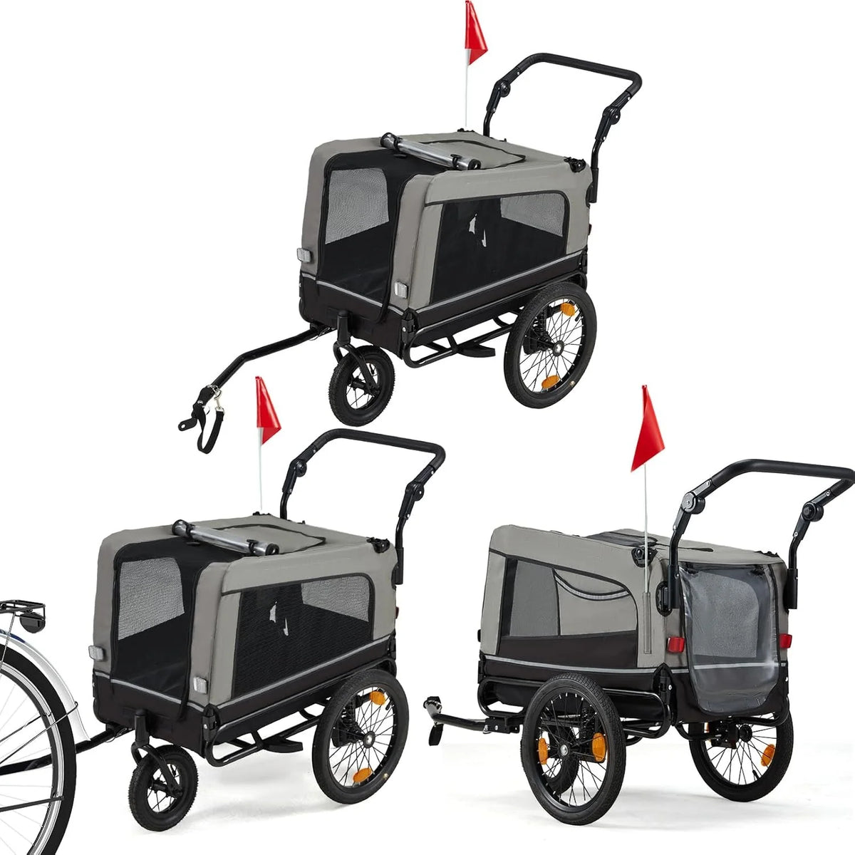 AECOJOY Dog Bike Trailer, Large 57'' Pet Bicycle Carrier for Small and Medium Dogs