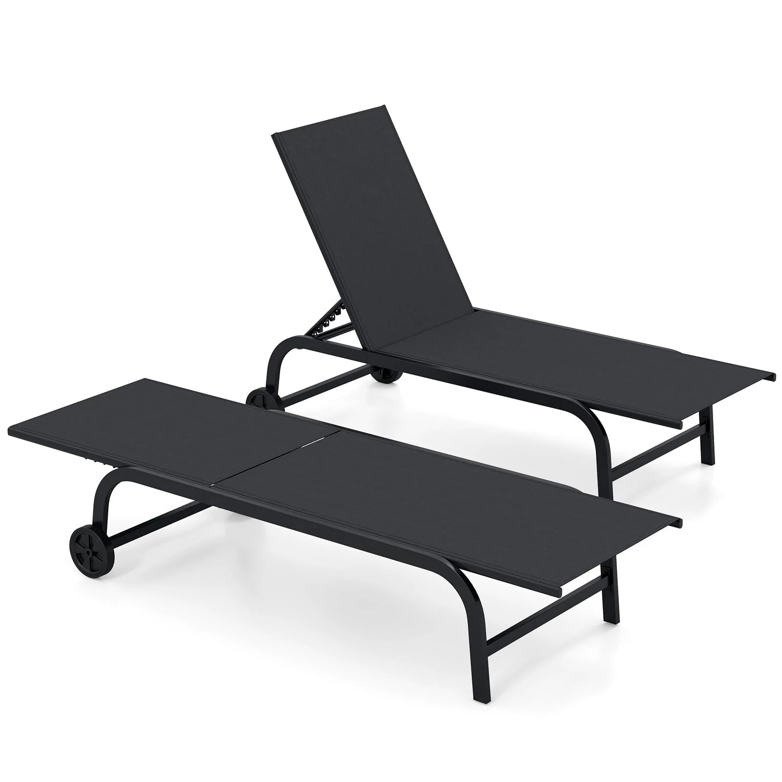 Tangkula Lounge Chair Outdoor 6-Position Recliner Metal Frame  Breathable Fabric (1/2)