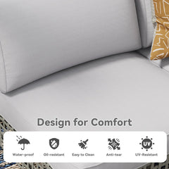 AECOJOY 7-Piece Patio Outdoor Furniture Set, Boho Outdoor Sectional Set, Grey&Light Grey
