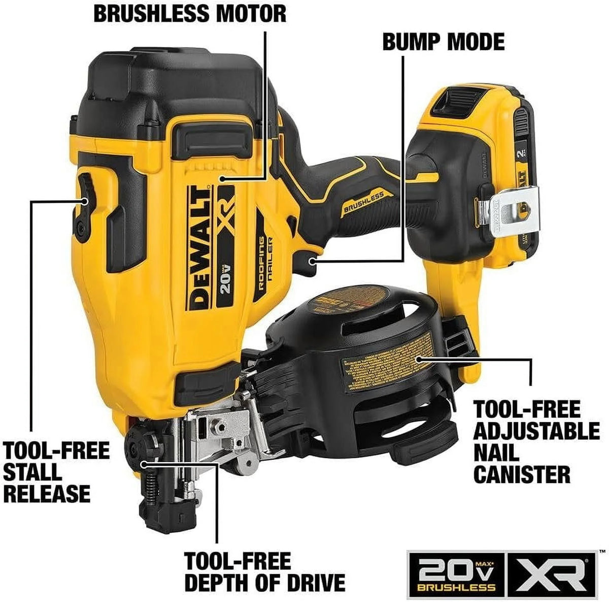 Dewalt 20V Max 15 Cordless Coil Roofing Nailer Kit