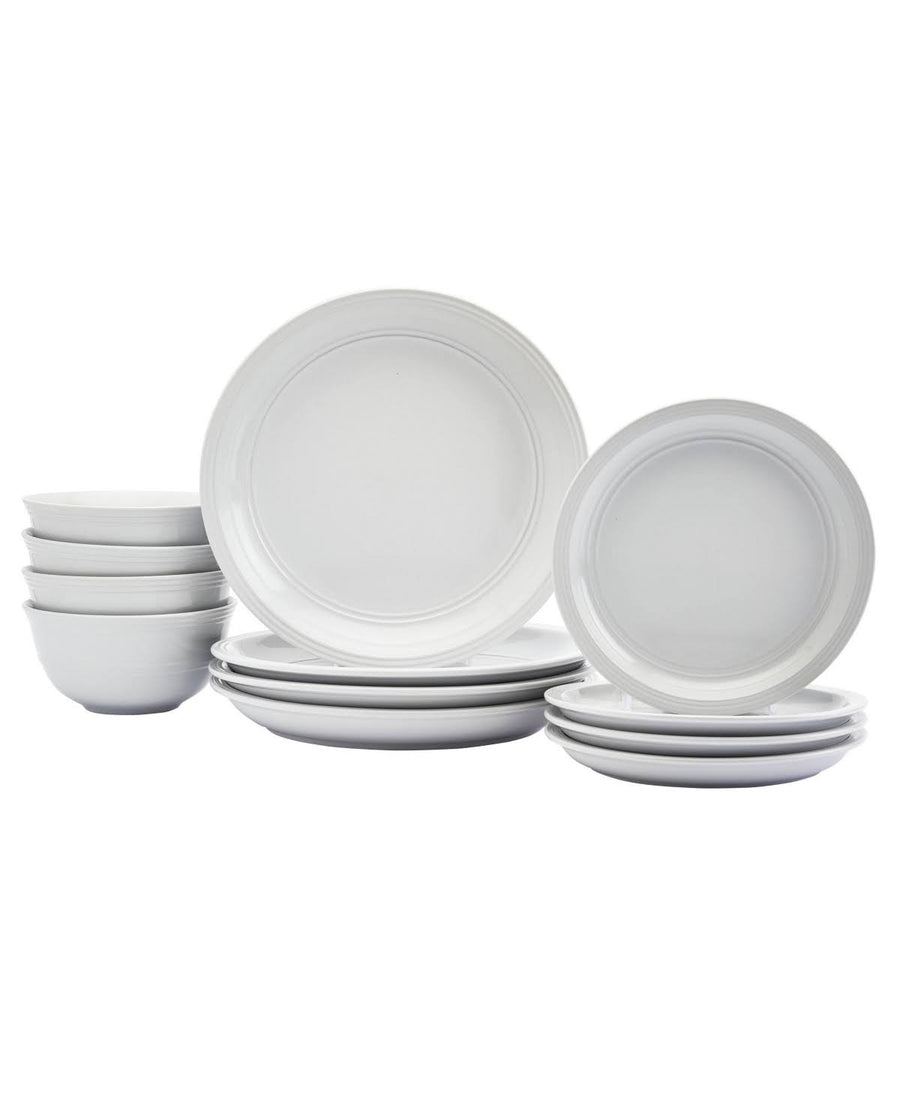 Farmhouse White 12-pc Dinnerware Set, Service for 4 - White
