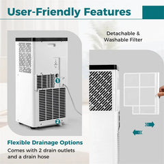 8000 BTU Portable Air Conditioner, 3-in-1 Floor AC Unit with Fan & Dehumidifier, Remote Control, 24H Timer, Window Kit for Rooms up to 350 Sq. Ft