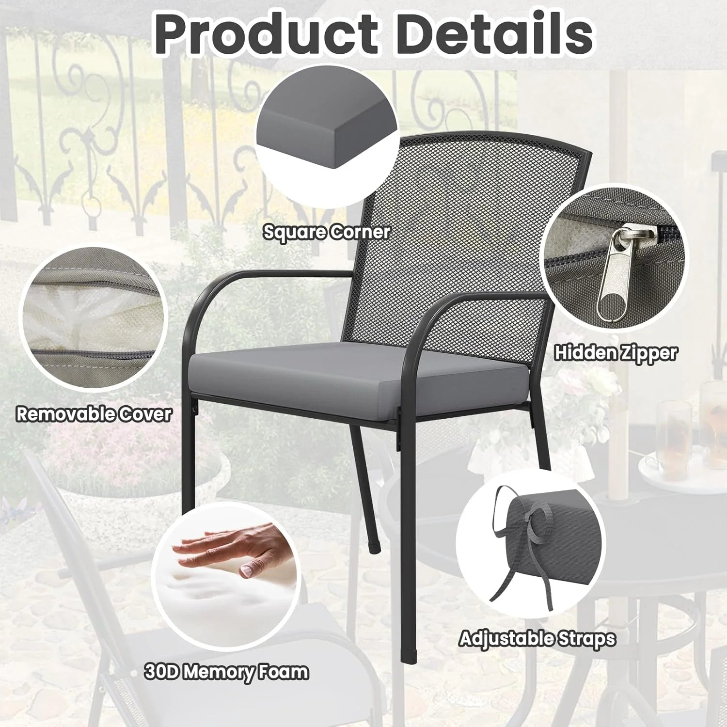 AECOJOY Outdoor Chair Cushions, 19 x 19 x 3 Inch Seat Cushions for Patio Furniture, Splashproof & Fade Resistant, Beige&Dark Grey