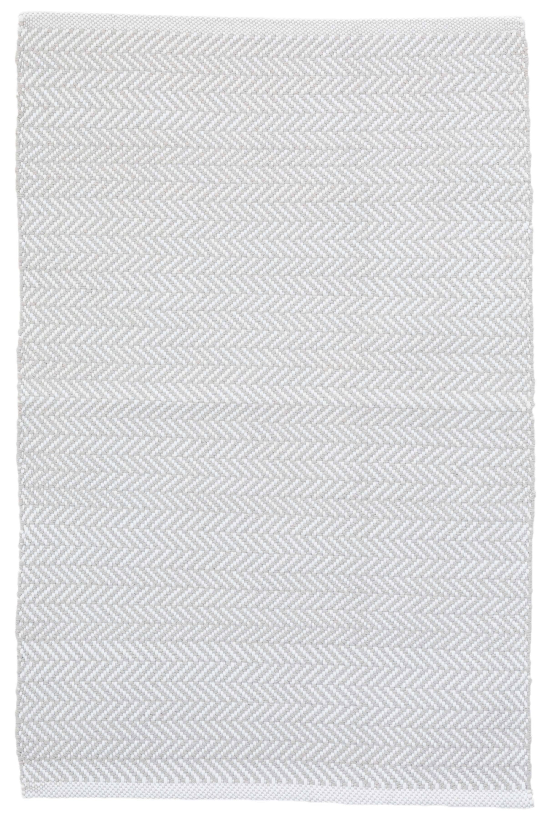 Dash & Albert Herringbone Pearl Grey Indoor/Outdoor Rug 2.5ft x 8ft