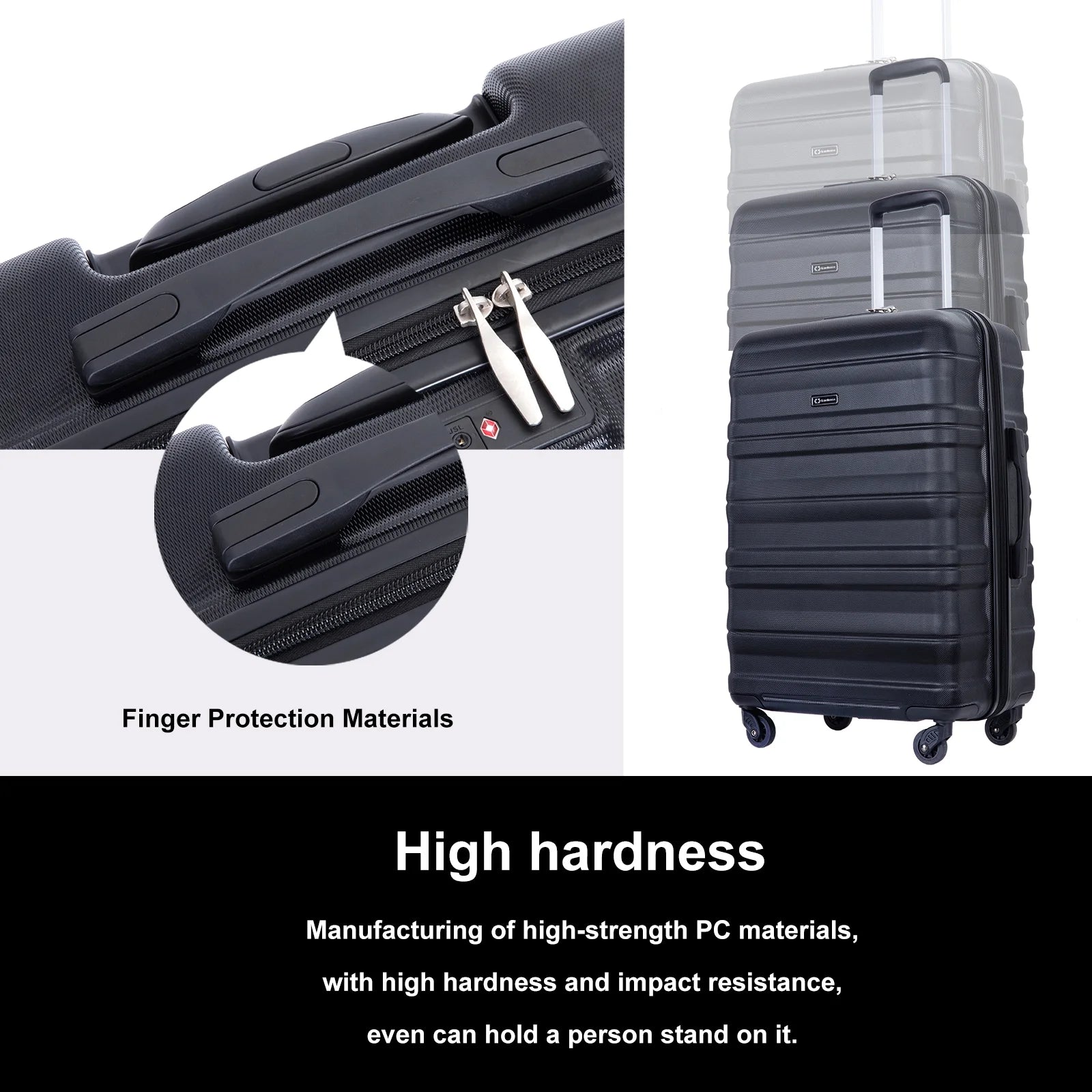 Tripcomp Hardside Luggage Set 3 - Piece Set (21/25/29) Lightweight Suitcase 4 - Wheeled Suitcase Set(Purple)