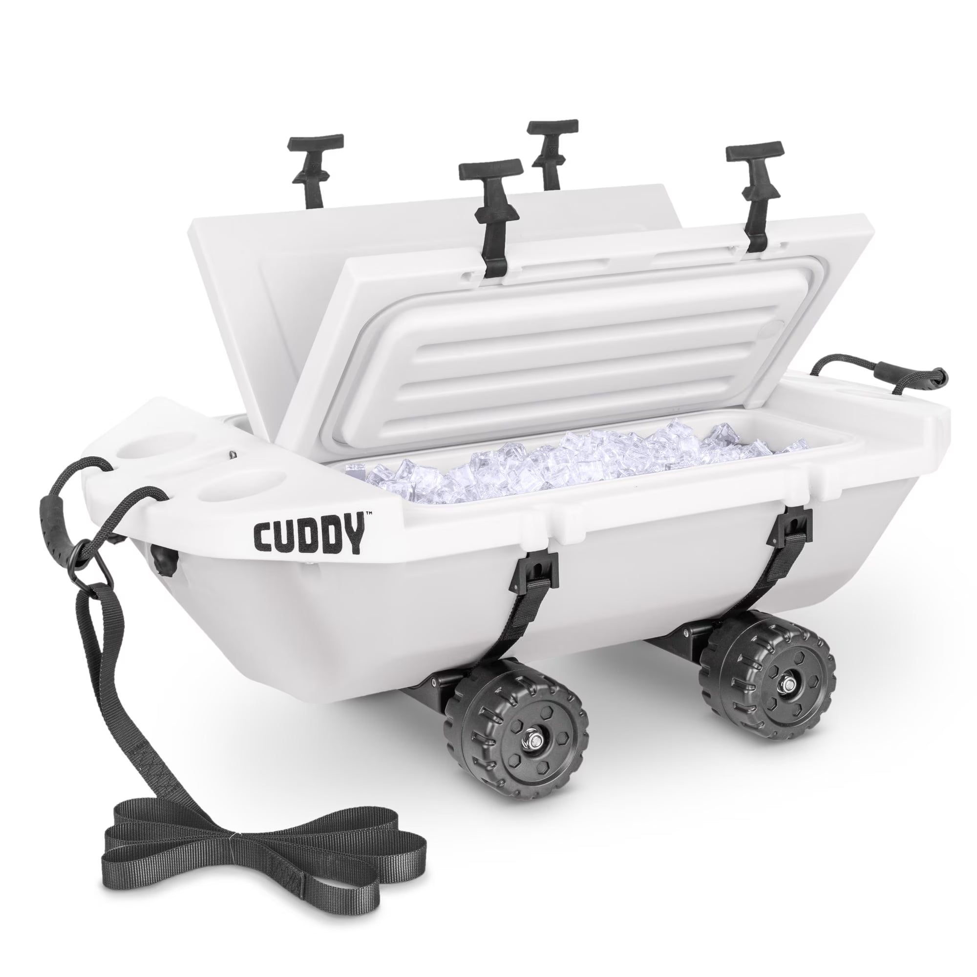 Cuddy 40 QT Floating Cooler and Dry Storage Vessel with Cuddy Crawler Wheel Kit - Navy