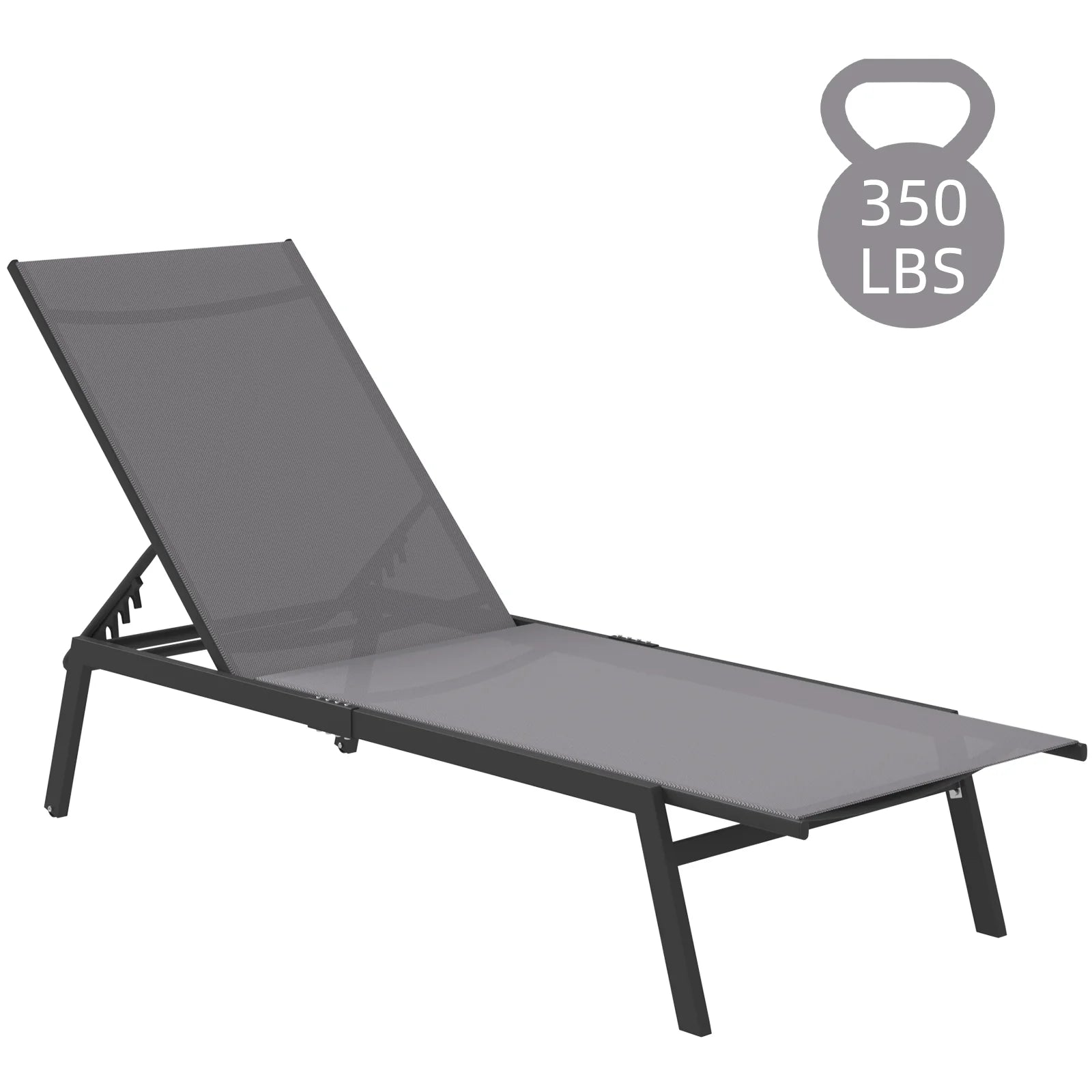 AECOJOY Patio Lounge Chairs, Outdoor Chaise Lounge with Wheels, Dark Grey