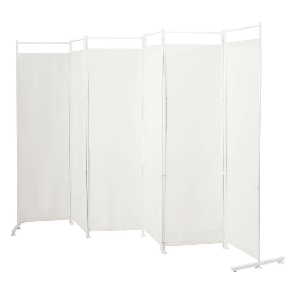 Spaco 6 - Panel Room Divider Folding Privacy Screen, Privacy Screen with 7 Large Adjustable Foot Pads and 2 Support Tubes, Room Divider for Indoor As Home, White