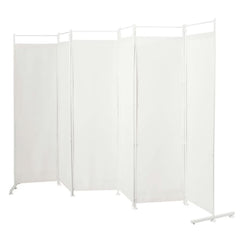 Spaco 6 - Panel Room Divider Folding Privacy Screen, Privacy Screen with 7 Large Adjustable Foot Pads and 2 Support Tubes, Room Divider for Indoor As Home, White