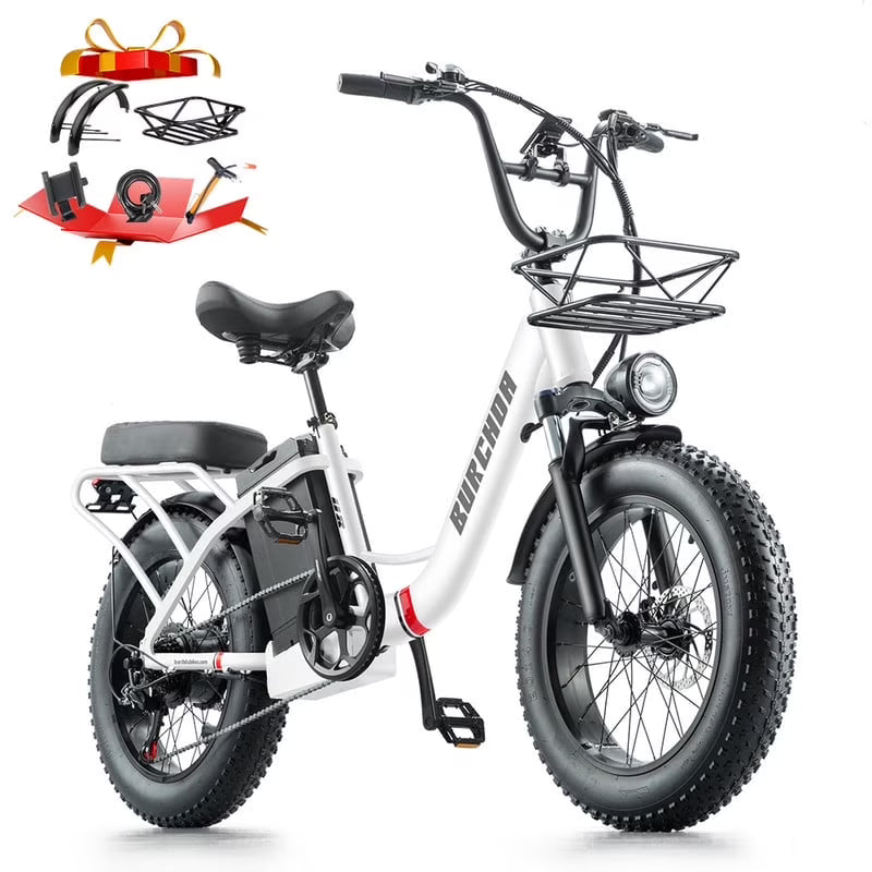 Electric Bike for Adults 20'', 800W UL2849 48V 32AH 110miles Long Range Ebike up to 30mph Full Suspension E - Mountain Bike 4.0 Fat Tire Off - Road, 2 Seats Outdoor Dual Disc Brakes Electric Bicycle