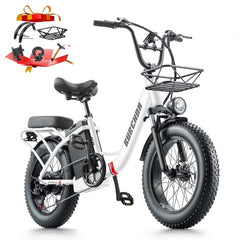 Electric Bike for Adults 20'', 800W UL2849 48V 32AH 110miles Long Range Ebike up to 30mph Full Suspension E - Mountain Bike 4.0 Fat Tire Off - Road, 2 Seats Outdoor Dual Disc Brakes Electric Bicycle