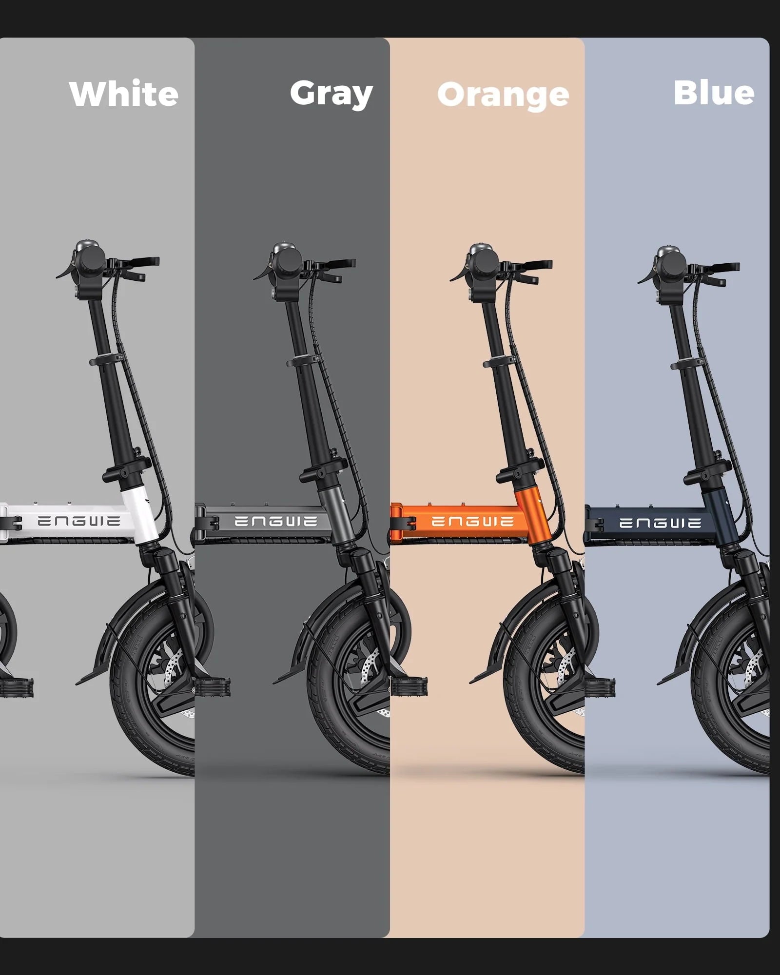 Engwe T14 Folding Electric Bikes for Adults, 350W Mini Ebike 48V10AH Removable Battery, Urban City Commuter Electric Bicycles - Grey