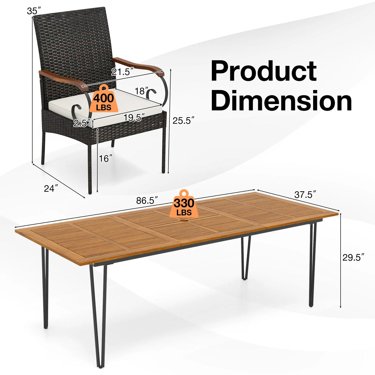 Tangkula 9 Pieces Outdoor Patio Dining Set