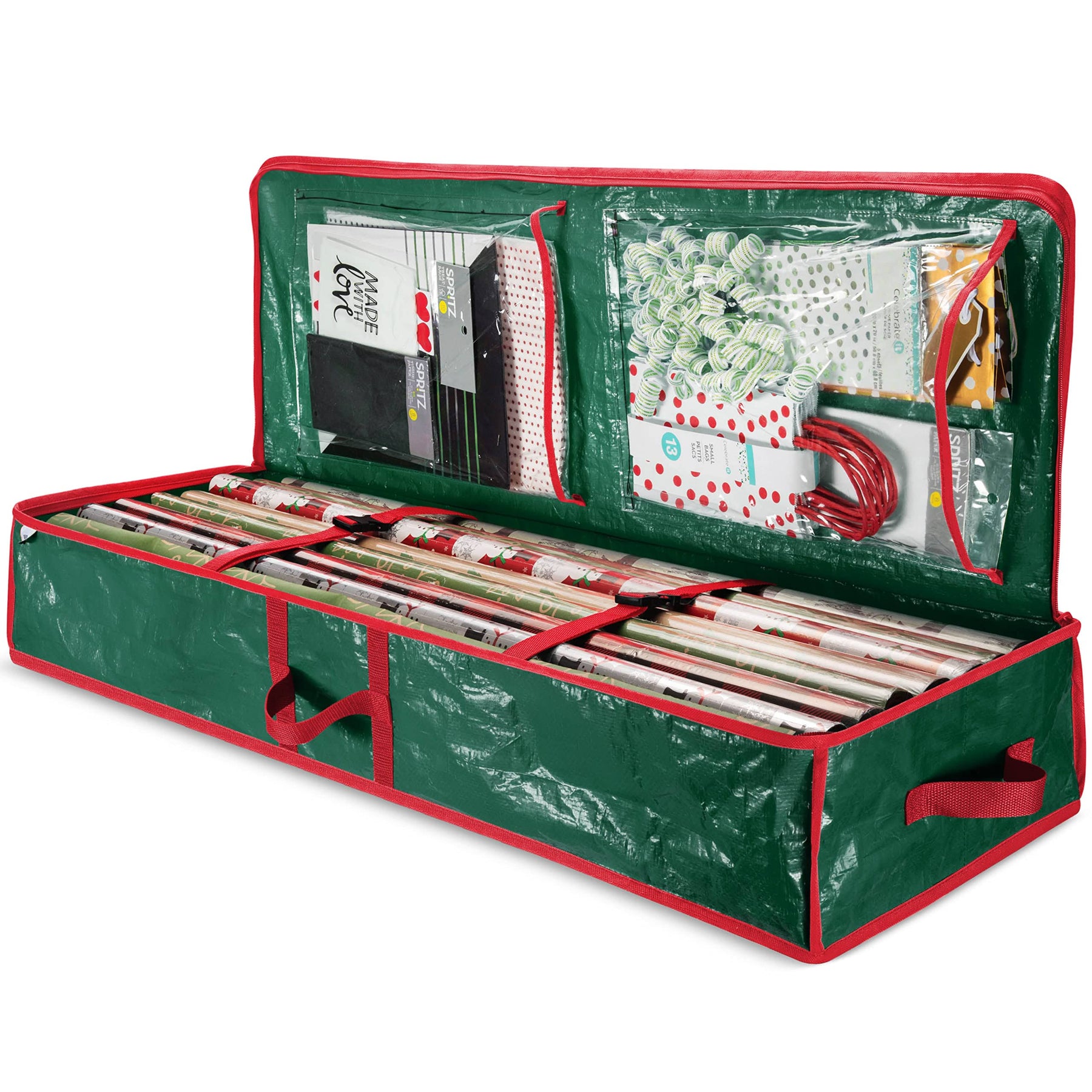 Zober Underbed Gift Wrap Organizer, Interior Pockets, Fits 18-24 Standard Rolls, Underbed Storage, Wrapping Paper Storage Box and Holiday Accessories, 40