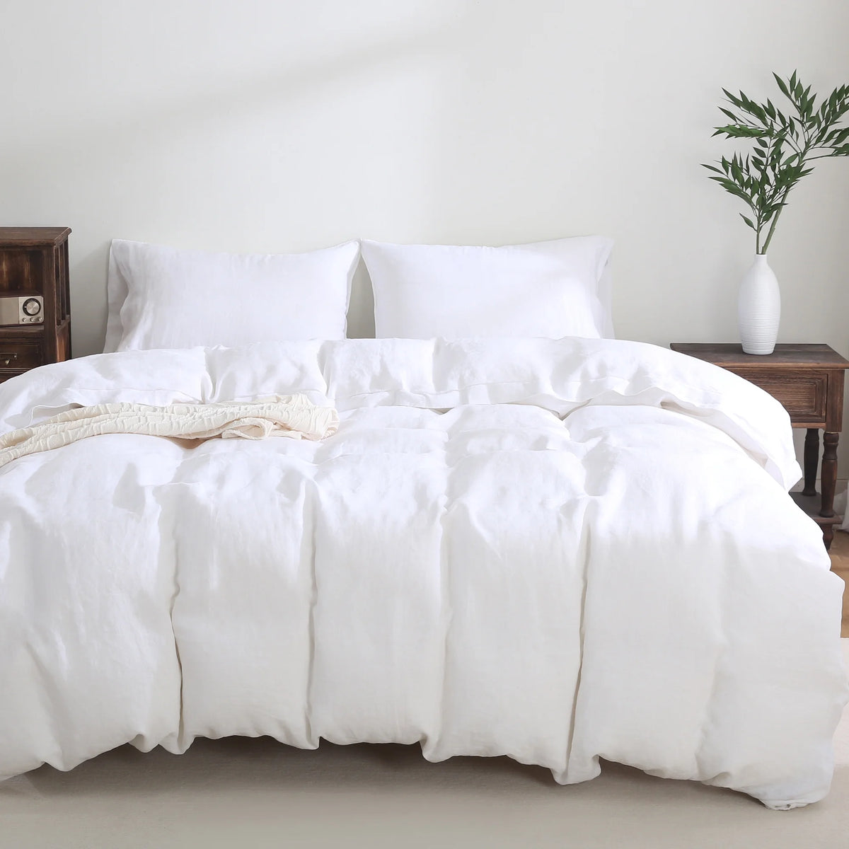 100% Pure Linen Duvet Cover with Button Closure and Corner Ties Soft & Breathable - Natural Full/Queen